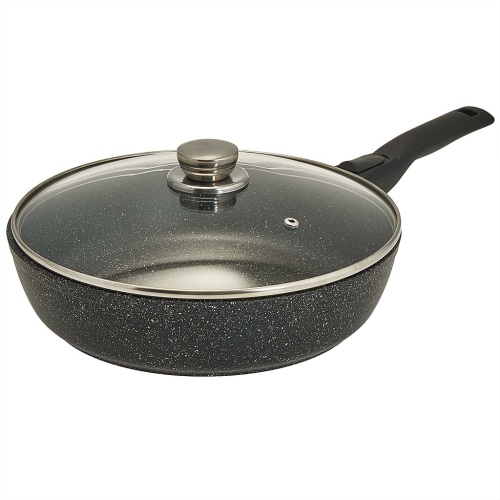 Сковорода 26 см с антипригарным покрытием, крышкой и съемной ручкой 1226-04-01-10 линейка Мрамор серия "Орион"