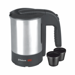 SAKURA Электрический чайник SA-2189 (0,5) нерж с 2 стаканами дорож