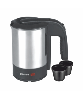 SAKURA Электрический чайник SA-2189 (0,5) нерж с 2 стаканами дорож