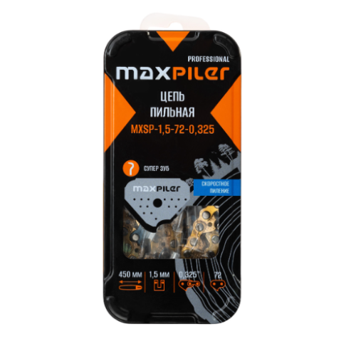 Цепь пильная MAXPILER MXSP-1,5-72-0,325 (GCS52-D1.GCS52-C2.Парма 2М Carver) металл. коробка
