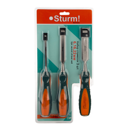 Sturm Набор стамесок 6, 16, 22 мм, двухкомпонентные рукоятки, 3 шт/уп 1063-04-S3