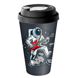 DELTA Стакан с крышкой 550 мл с декором с клапаном (черный) 223104030/01