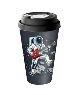 DELTA Стакан с крышкой 550 мл с декором с клапаном (черный) 223104030/01