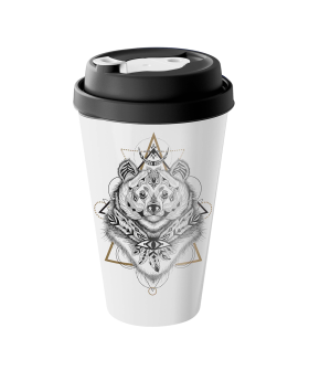 DELTA Стакан с крышкой 550 мл с декором с клапаном (черный) 223104130/01