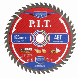 P.I.T. Диск пильный по дереву ADVANCE 165x20x1,4 мм, 48T Carbide, зуб TCG 15° (ACTW12-165T48)