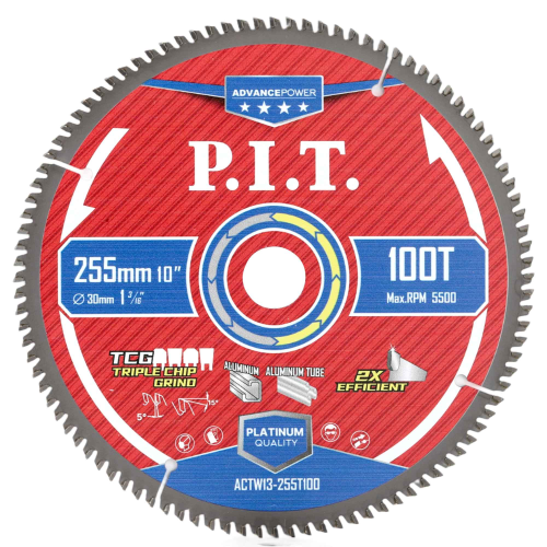Диск пильный по алюминию P.I.T. ADVANCE 255x30x2.4 мм, 100T Carbide, зуб TCG 5° (ACTW13-255T100)