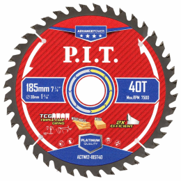 P.I.T. Диск пильный по дереву ADVANCE 185x30x2.0 мм, 40T Carbide, зуб TCG 15° (ACTW12-185T40)