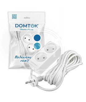 Удлинитель бытовой DOMTOK 2 гнезда, ПВС 2*1, 2,2кВт, б/з 10м Удлинитель бытовой DOMTOK 2 гнезда, ПВС 2*1, 2,2кВт, б/з 10м