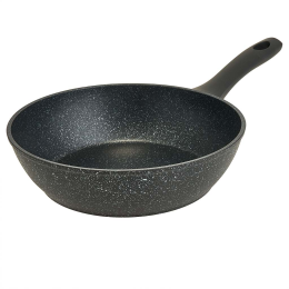 ALPENKOK Сковорода-сотейник Ø24×6,5 см алюминиевая с индукционным дном и антипригарным покрытием "BLACK MARBLE" AK-0534