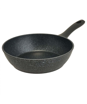 ALPENKOK Сковорода-сотейник Ø24×6,5 см алюминиевая с индукционным дном и антипригарным покрытием "BLACK MARBLE" AK-0534