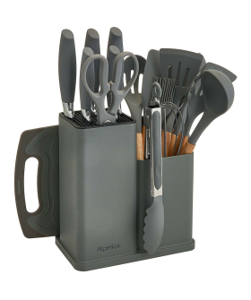 ALPENKOK Набор кухонных ножей и аксессуаров, 19 предметов AK-2122 серый