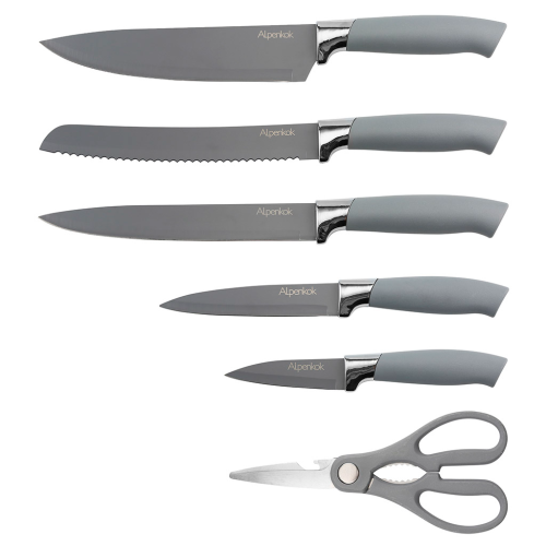 Набор кухонных ножей и аксессуаров, 19 предметов ALPENKOK AK-2122 серый