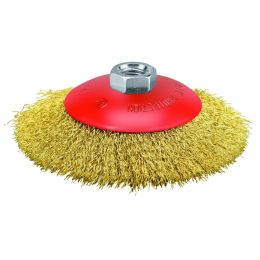 P.I.T. Кордщетка коническая 125x0,3мм, латунированная витая проволока, резьба M14 (APLS12-P125)