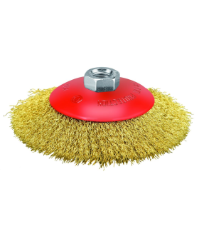 P.I.T. Кордщетка коническая 125x0,3мм, латунированная витая проволока, резьба M14 (APLS12-P125)