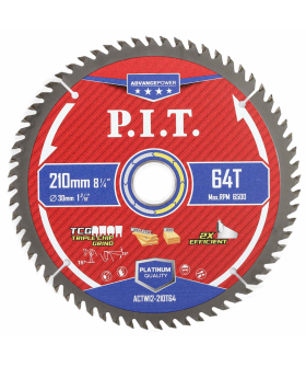 P.I.T. Диск пильный по дереву ADVANCE 210x30x2,2 мм, 64T Carbide, зуб TCG 15° (ACTW12-210T64)
