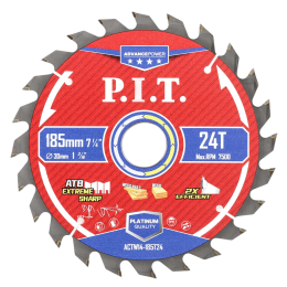P.I.T. Диск пильный по дереву ADVANCE 185x30x1,4 мм, 24T Carbide, зуб ATB 15° (ACTW14-185T24)