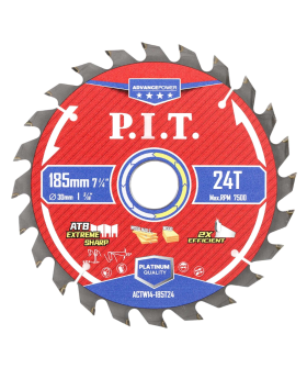 P.I.T. Диск пильный по дереву ADVANCE 185x30x1,4 мм, 24T Carbide, зуб ATB 15° (ACTW14-185T24)