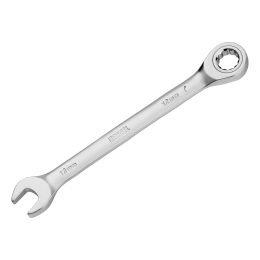 Denzel Ключ комбинированный трещоточный, 12 мм, CrV, матовый хром 14706