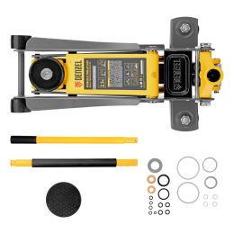 Denzel Домкрат гидравлический подкатной, 2,5 т, 85-430 мм, быстрый подъем, низкий подхват, проф. 51252