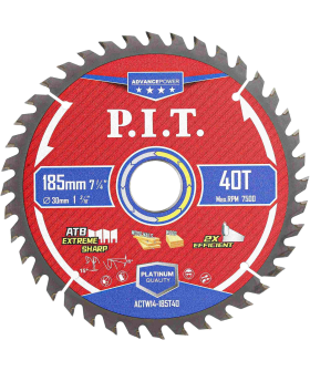 P.I.T. Диск пильный по дереву ADVANCE 185x30x1,4 мм, 40T Carbide, зуб ATB 15° (ACTW14-185T40)