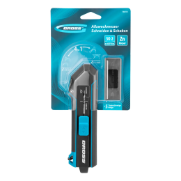 Gross Нож-скребок выдвижной, 19мм, сменное лезвие, SK2, 5 запас. лезвий, алюмин. корпус 78890