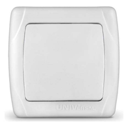 Выключатель одноклавишный "UNIVersal" серия "Маргарита", с/у, 10А, 220В, белый (еврослот)