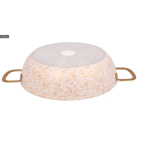 Сотейник 300/85мм с ручками , со стеклянной крышкой, АП линия Грация (белый/золото) сгбз308а