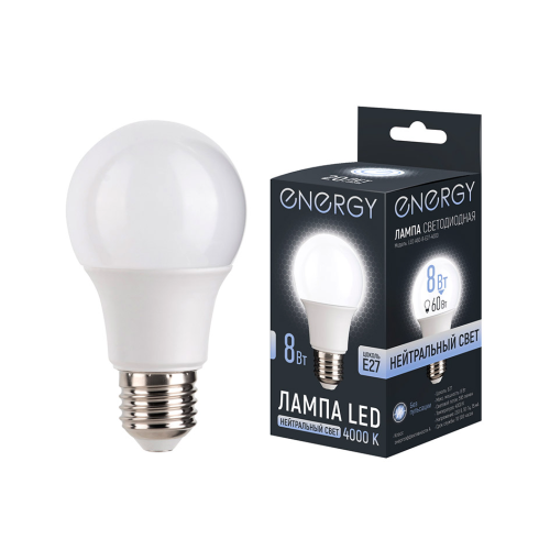 Лампа светодиодная Energy LED А60-8-E27-4000. 109305-SK