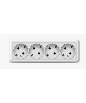UNIVersal Розетка четырехместная  серия Олимп с/з, о/у, 16А, 220В, белая (еврослот)