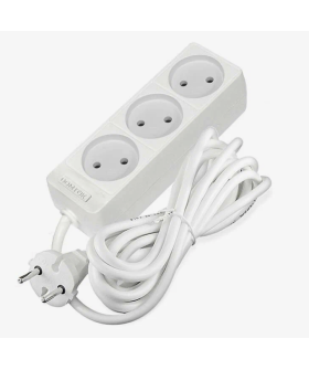 Удлинитель бытовой DOMTOK (ЛИДЕР) 3 гнезда, ПВС 2*0,75, 2,2кВт, б/з 1,5м