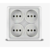 Розетка четырехместная квадратная серия IONICH, б/з, о/у, 16А, 220В, белая (еврослот)