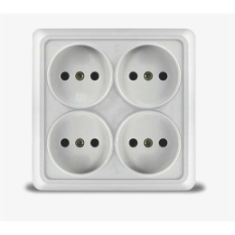 Розетка четырехместная квадратная серия IONICH, б/з, о/у, 16А, 220В, белая (еврослот)