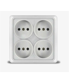 Розетка четырехместная квадратная серия IONICH, б/з, о/у, 16А, 220В, белая (еврослот)