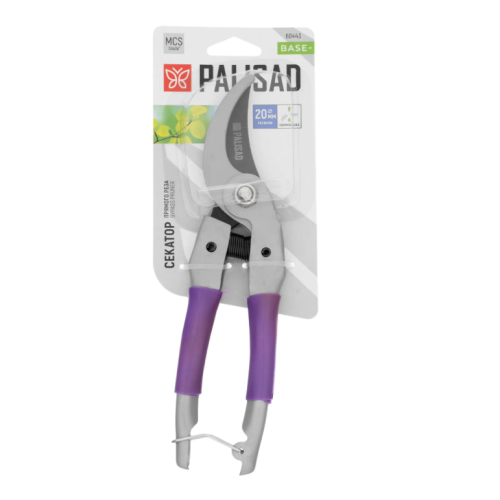 Секатор прямого реза, 225 мм, металлические рукоятки, ПВХ оболочка, BASE Palisad 60443