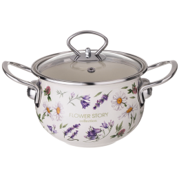 Lefard Кастрюля Agness Эмалированная Со Стеклянной Крышкой Серия Flower Story, 1,5 Л Диа. 16См 943-095