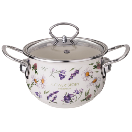 Lefard Кастрюля Agness Эмалированная Со Стеклянной Крышкой Серия Flower Story, 2,0 Л Диа. 18См 943-096