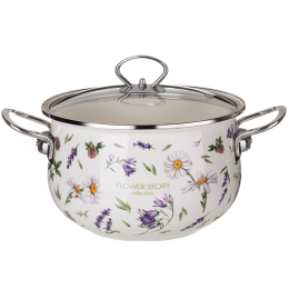 Lefard Кастрюля Agness Эмалированная Со Стеклянной Крышкой Серия Flower Story, 3,8 Л Диа. 22См 943-098