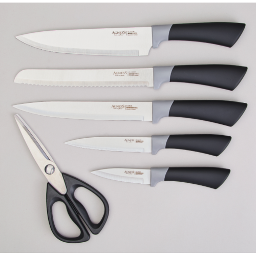 Набор Ножей Agness На Пластиковой Подставке, 7 Предметов 911-778