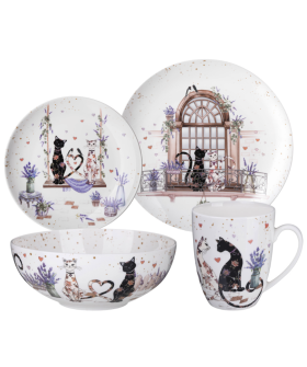 Lefard Набор Посуды Обеденный Лавандовые Коты На 4 Пер. 16 Пр. 425-170