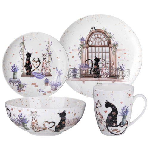 Набор Посуды Обеденный Lefard Лавандовые Коты На 4 Пер. 16 Пр. 425-170
