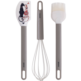 Lefard Набор: Венчик, Лопатка, Кисточка Agness, 3 Предмета, Серия Парижские Коты 671-033