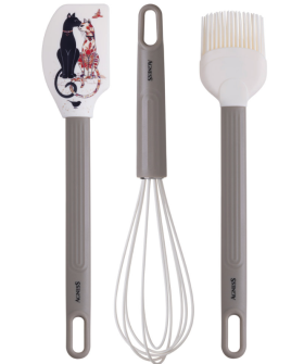 Lefard Набор: Венчик, Лопатка, Кисточка Agness, 3 Предмета, Серия Парижские Коты 671-033