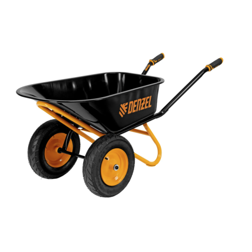 Тачка строительная, усиленная, объем 120 л, 350 кг, двухколесная, колесо 16х4.00-8 Denzel 689365