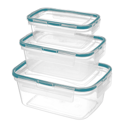 DELTA Комплект контейнеров для продуктов герметичных прямоугольных 0,35 л + 0,75 л + 1,3 л с защелками (бесцветный) 221104518/02