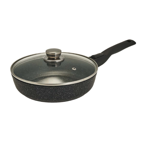 Сковорода 20 см с антипригарным покрытием, крышкой и съемной ручкой 1220-04-01-10 линейка Мрамор серия "Орион"