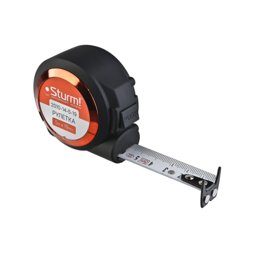 Рулетка с автостопом, 5x19мм, soft touch, 2x сторонняя шкала, магнит, Sturm! 2010-14-5-19