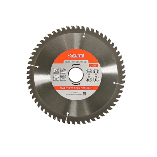 Пильный диск, размер 210x30/20x60 зубьев Мульти рез 9023-210-30/20-60