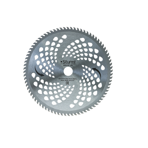 Фреза универс. для бензотрим., 255мм x 25, 4x80, с твердосплав. напайк., Sturm! BT8952D-1001