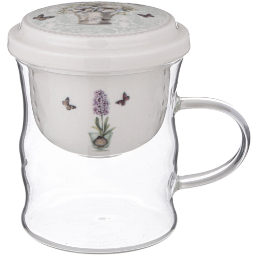 Кружка Стеклянная С Фарфоровым Ситом 420 Мл 87-321