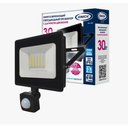 IONICH Прожектор светодиодный  IFLSLED-DOB-ДД-30-865-BL-IP65 с инфракрасным датчиком движения